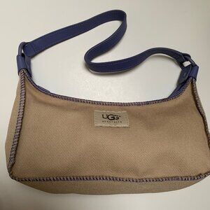 Vintage Y2K UGG Canvas and Purple Leather Trim Shoulder Bag